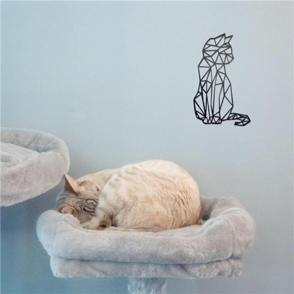 Geometric Black Cat Wall Art Metal Sculpture Home Décor Animal Wall - Picture 6 of 8